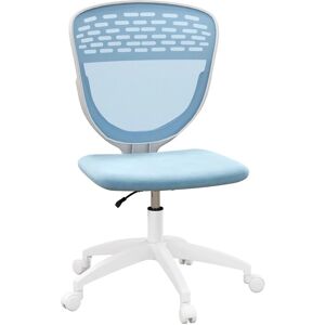 Vinsetto - Armless Desk Chair, Height Adjustable Office Chair with Swivel Wheels Light Blue - Light Blue