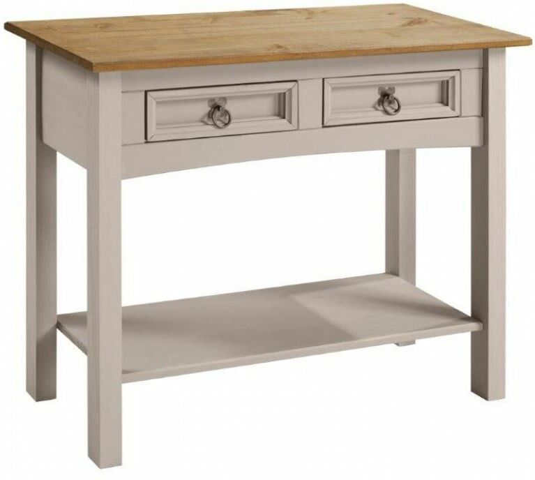 MERCERS FURNITURE Corona Grey Wax 2 Drawer Console Table