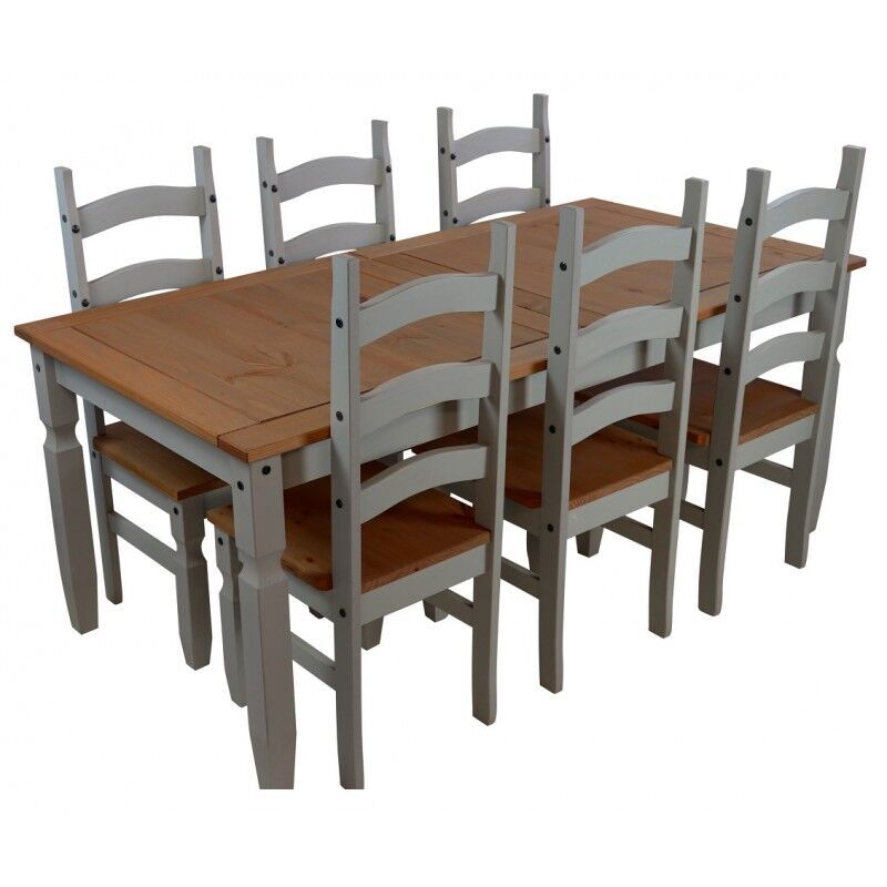 Mercers Furniture - Corona Grey Wax 6'0' Dining Table & 6 Chairs