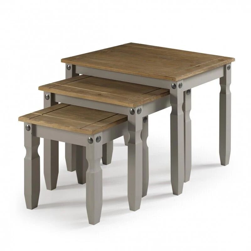 Mercers Furniture - Corona Grey Wax Nest of Tables