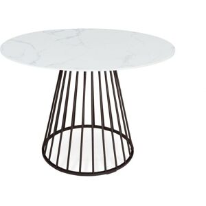 MMILO MODERN 100 cm Marble Effect Table with Black Legs