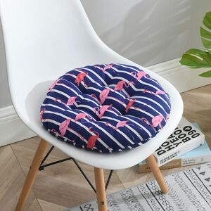 LANGRAY 15.8x15.8 inch Round Seat Cushion, Indoor Outdoor Sofa Chair Cushion Cushion, Flamingo Blue Stripes