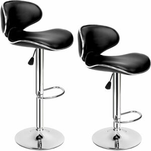 TECTAKE 2 bar stools Bassi made of artificial leather - breakfast bar stools, kitchen stools, kitchen bar stools - black