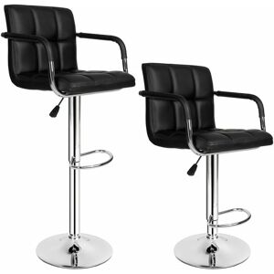 TECTAKE 2 bar stools Harald made of artificial leather - breakfast bar stools, kitchen stools, kitchen bar stools - black