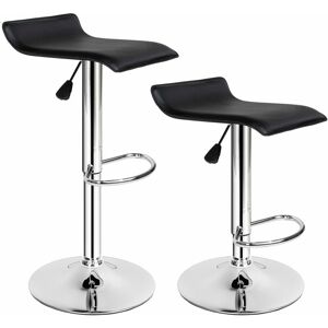 TECTAKE 2 bar stools Lars made of artificial leather - breakfast bar stools, kitchen stools, kitchen bar stools - black