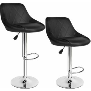 TECTAKE 2 bar stools Waldemar made of artificial leather - breakfast bar stools, kitchen stools, kitchen bar stools - black
