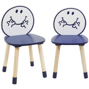 SWEEEK Set of 2 children's chairs, Mr. Men & Little Miss collection - Mr. Happy Louis, navy blue - Navy Blue