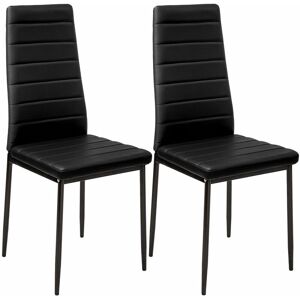 Tectake - Synthetic Leather Dining Chairs Set of 2 - dining room chairs, kitchen chairs, dining table chairs - black - black