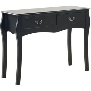 BELIANI Modern Rustic Console Table Cabriole Legs 2 Drawers Scalloped Apron Black Klawock - Black