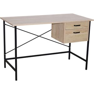 Home Furniture Ideas - Loft Home Office 2 drawer desk with oak effect and grey metal legs