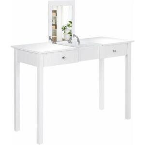 COSTWAY 2-in-1 Flip Top Vanity Table Mirror Makeup Dressing Table w/ Flip Top Home Desk