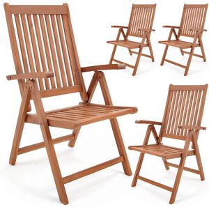 Casaria Deuba Garden Chair Vanamo FSC®-certified Eucalyptus Wood Foldable Chair High-back Garden Furniture 4 Pcs Set