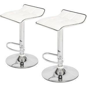 FAMIHOLLD 2 Soft-Packed Square Board Curved Foot Bar Stools Cotton And Linen Fabric White - White