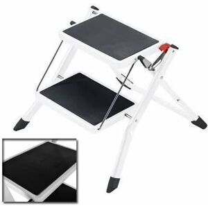 Day Plus - 2 Step mini Ladder Lightweight Safety Non Slip Mat Heavy Duty Steel Folding Portable Kitchen Stool Caravan Home Garden Tool diy Multi Use