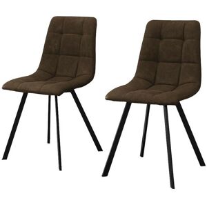 CLIPOP 2 X Dining Chairs, Faux Leather Upholstered Kitchen Leisure Chairs with Backrests, Brown