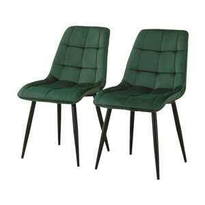 Clipop - 2 x Dining Chairs, Velvet Upholstered Kitchen Chairs with Backrest and Metal legs, Green
