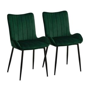 Clipop - 2 x Dining Chairs, Velvet Upholstered Kitchen Counter Chair, Lounge Reception Chair for Kitchen Living room, Green