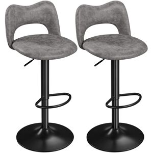 2PCS Bar Stools with Footrest and Cat Ear Shape Back, Gray - Yaheetech