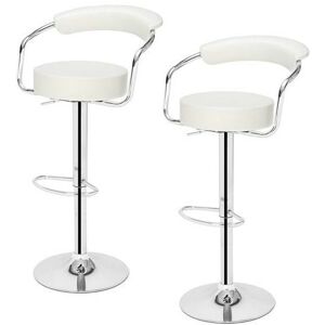 FAMIHOLLD 2pcs High-grade Bar Stool/Kitchen Round Back Cushion Bar Stool-White