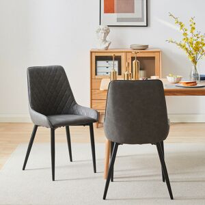 Clipop - 2x Dining Chair, Upholstered Kitchen Chair, Faux Leather Chair,Grey