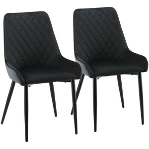 CLIPOP 2x Dining Chair, Upholstered Kitchen Chair, Velvet Accent Chair,Black