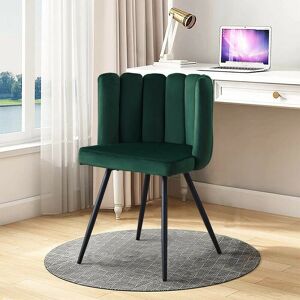 Clipop - 2X Dining Chair, Velvet Thick Padded Upholstered Seat with Black Metal Legs, Green
