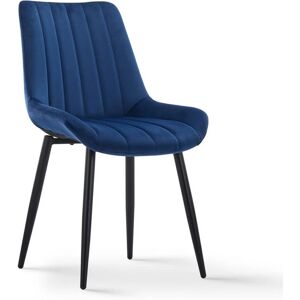 Clipop - 2x Dining Chairs, Velvet Upholstered Kitchen Dining Chairs, Lounge Leisure Living Room Corner Chairs,Blue