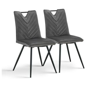 Clipop - 2x Dining Chairs, Velvet Upholstered Vintage Kitchen Dining Chairs, Living Room Bedroom Chairs, Grey