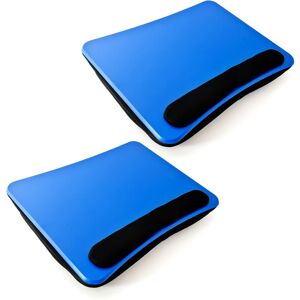 Relaxdays - 2x laptop tray, soft padding, portable, sturdy lapdesk with hand rest and carry handle, blue