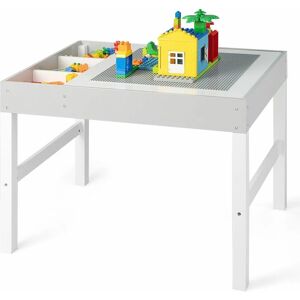 COSTWAY 3-in-1 Kids Activity Table Wooden Children Building Block Desk Storage Drawers