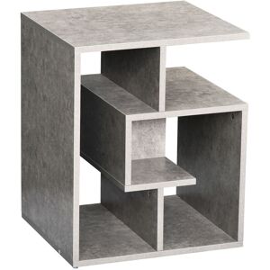Homcom - 3-Tier Side End Table Open Shelves Storage Coffee Book Magazine Desk Grey - Gray