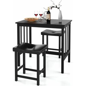 COSTWAY 3PCS Kitchen Bar Set Indoor Dining Set Elegant Table Set for Kitchen Dining Room