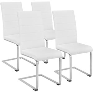 Tectake - Cantilevered Dining Chairs, Set of 4 - dining room chairs, kitchen chairs, dining table chairs - white - white