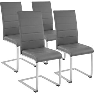 Tectake - Cantilevered Dining Chairs, Set of 4 - dining room chairs, kitchen chairs, dining table chairs - grey - grey