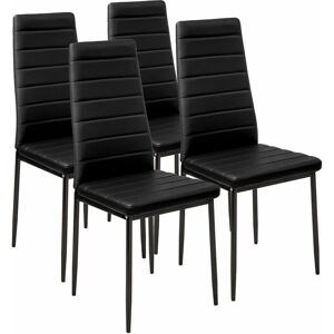 Tectake - Synthetic Leather Dining Chairs Set of 4 - dining room chairs, kitchen chairs, dining table chairs - black - black