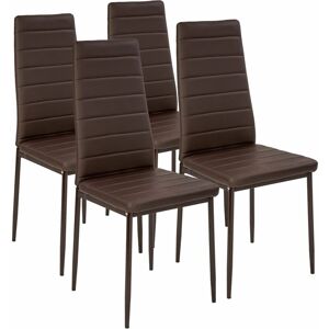 Tectake - Synthetic Leather Dining Chairs Set of 4 - dining room chairs, kitchen chairs, dining table chairs - cappuccino - cappuccino