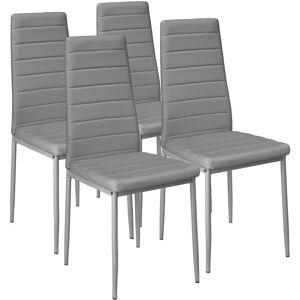 Tectake - Synthetic Leather Dining Chairs Set of 4 - dining room chairs, kitchen chairs, dining table chairs - grey - grey