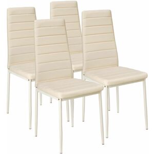 Tectake - Synthetic Leather Dining Chairs Set of 4 - dining room chairs, kitchen chairs, dining table chairs - beige - beige