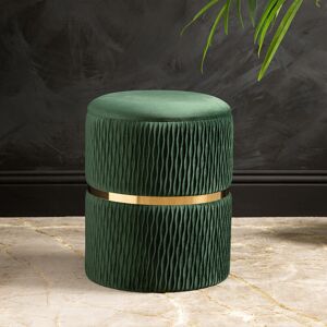 VANITY LIVING 44cm Patterned Velvet Storage Stool for Bedroom Furniture, Modern Accent Stool with mdf Base - Green