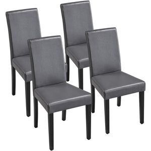 Yaheetech - 4pcs Leather Dining Chairs Padded Kitchen Chairs - Dark Gray