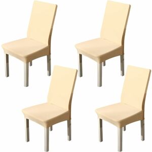 LANGRAY 4PCS Stretch Removable Washable Dining Room Chair Protector Slipcovers/Home Decor Dining Room Seat Cover (Beige)