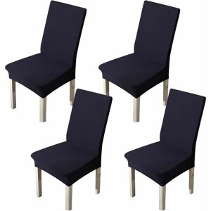 LANGRAY 4PCS Stretch Removable Washable Dining Room Chair Protector Slipcovers/Home Decor Dining Room Seat Cover (Navy Blue)