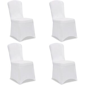 4x Elegant Slip-On Stretch Chair Covers for Weddings, Parties, and Events White - White - Deuba