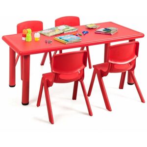 COSTWAY 5PCS Kids Table & Chairs Set Children Activity Table Desk & 4 Stackable Chairs