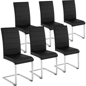 Tectake - Cantilevered Dining Chairs, Set of 6 - dining room chairs, kitchen chairs, dining table chairs - black - black