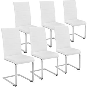 Tectake - Cantilevered Dining Chairs, Set of 6 - dining room chairs, kitchen chairs, dining table chairs - white - white