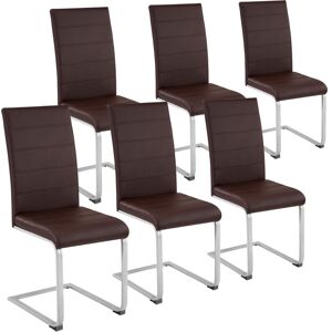 Tectake - Cantilevered Dining Chairs, Set of 6 - dining room chairs, kitchen chairs, dining table chairs - brown - brown