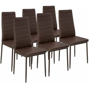 TECTAKE 6 dining chairs synthetic leather - dining room chairs, kitchen chairs, dining table chairs - cappuccino - cappuccino