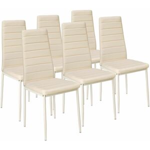 Tectake - 6 dining chairs synthetic leather - dining room chairs, kitchen chairs, dining table chairs - beige - beige