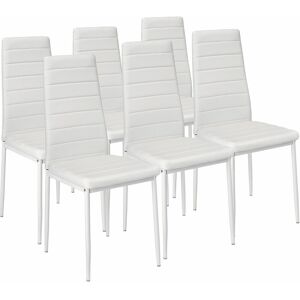 Tectake - 6 dining chairs synthetic leather - dining room chairs, kitchen chairs, dining table chairs - white - white